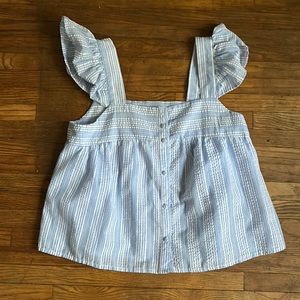 Blu Pepper blue striped Buttoned Tank Top